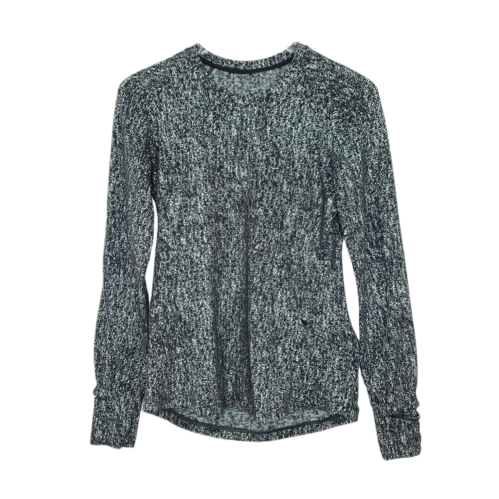 Lululemon Extra Mile Long Sleeve Top 6 Jacquard Black White Running Luon